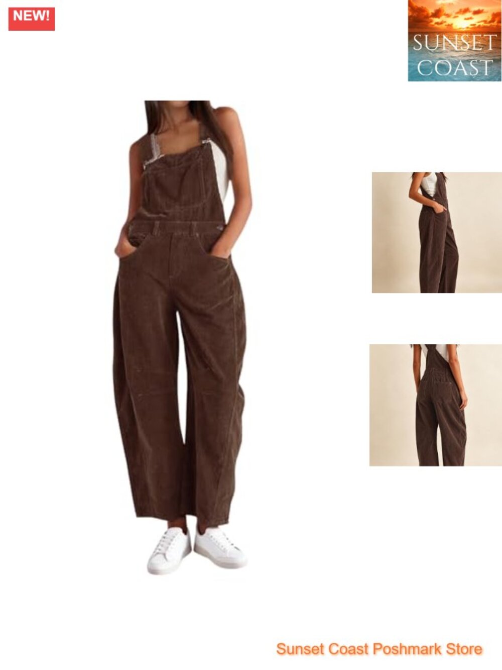 Corduroy Overalls Women Barrel Leg Adjustable Straps Casual Jumpsuit